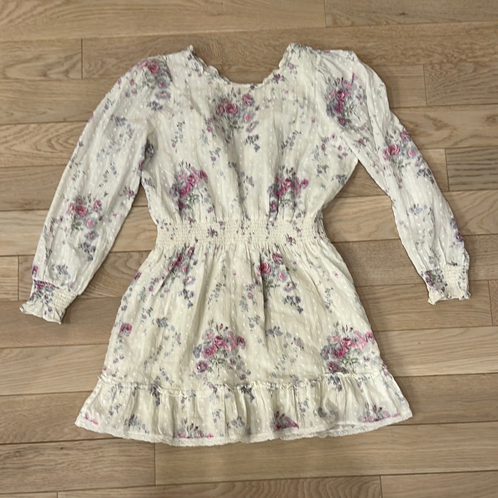 LoveShackFancy Floral Cream and Pink Kids Dress 12Y Mint Condition